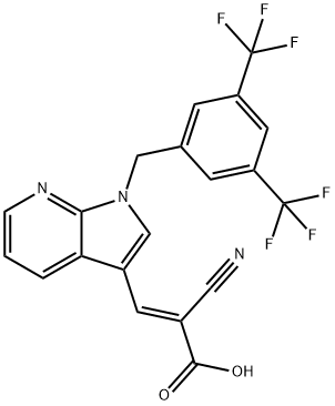 2-Propenoic acid, 3-[1-[[3,5-bis(trifluoromethyl)phenyl]methyl]-1H-pyrrolo[2,3-b]pyridin-3-yl]-2-cyano-, (2E)- Structure