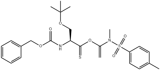 Propanethioic acid, 3-(1,1-dimethylethoxy)-2-[[(phenylmethoxy)carbonyl]amino]-, O-[1-[methyl[(4-methylphenyl)sulfonyl]amino]ethenyl] ester, (2S)- 结构式