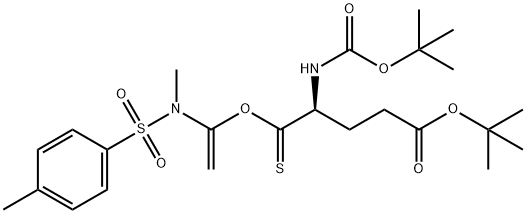 Pentanoic acid, 4-[[(1,1-dimethylethoxy)carbonyl]amino]-5-[[1-[methyl[(4-methylphenyl)sulfonyl]amino]ethenyl]oxy]-5-thioxo-, 1,1-dimethylethyl ester, (4S)- Structure