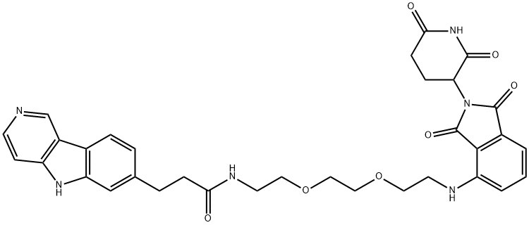5H-Pyrido[4,3-b]indole-7-propanamide, N-[2-[2-[2-[[2-(2,6-dioxo-3-piperidinyl)-2,3-dihydro-1,3-dioxo-1H-isoindol-4-yl]amino]ethoxy]ethoxy]ethyl]- Structure