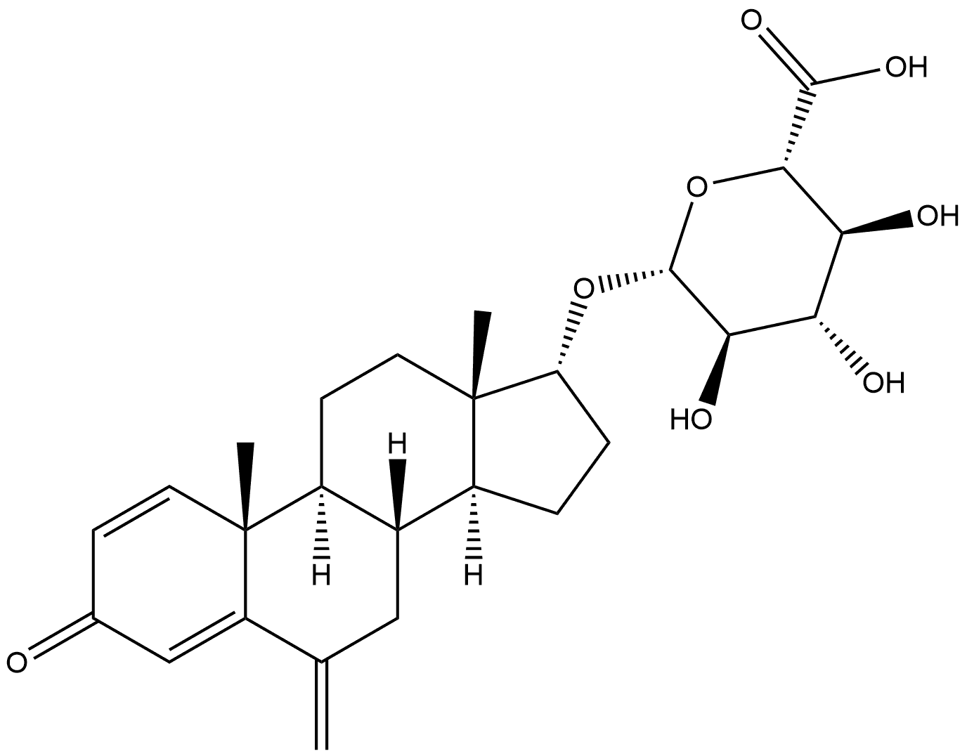 β-D-Glucopyranosiduronic acid, (17β)-6-methylene-3-oxoandrosta-1,4-dien-17-yl Structure