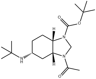 1H-Benzimidazole-1-carboxylic acid, 3-acetyl-5-[(1,1-dimethylethyl)amino]octahydro-, 1,1-dimethylethyl ester, (3aR,5R,7aS)- Structure