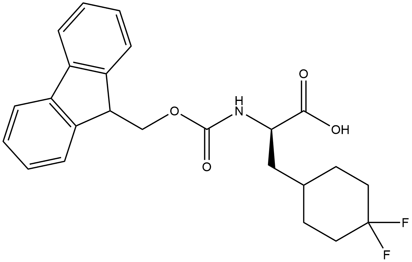 (2R)-3-(4,4-difluorocyclohexyl)-2-({[(9H-fluoren-9-yl)methoxy]carbonyl}amino)propanoic acid Structure