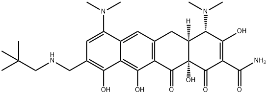 2-Naphthacenecarboxamide, 4,7-bis(dimethylamino)-9-[[(2,2-dimethylpropyl)amino]methyl]-1,4,4a,5,12,12a-hexahydro-3,10,11,12a-tetrahydroxy-1,12-dioxo-, (4S,4aS,12aS)- Structure