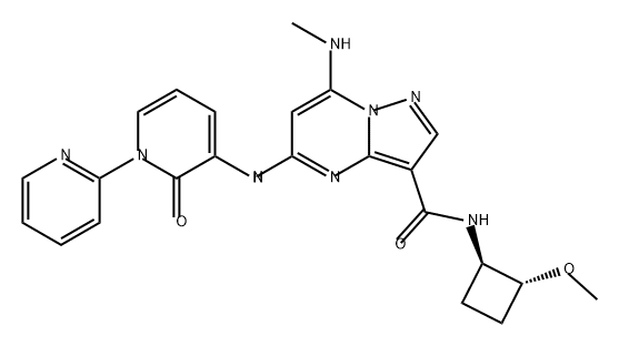 Pyrazolo[1,5-a]pyrimidine-3-carboxamide, N-[(1R,2R)-2-methoxycyclobutyl]-7-(methylamino)-5-[(2-oxo[1(2H),2'-bipyridin]-3-yl)amino]- Structure