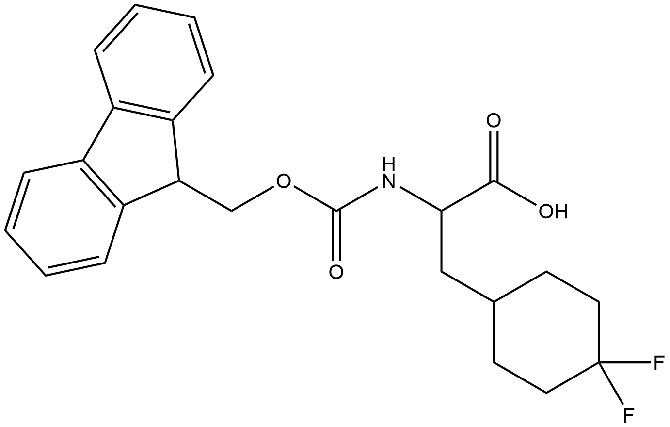 2-(((((9H-芴-9-基)甲氧基)羰基)氨基)-3-(4,4-二氟环己基)丙酸 结构式