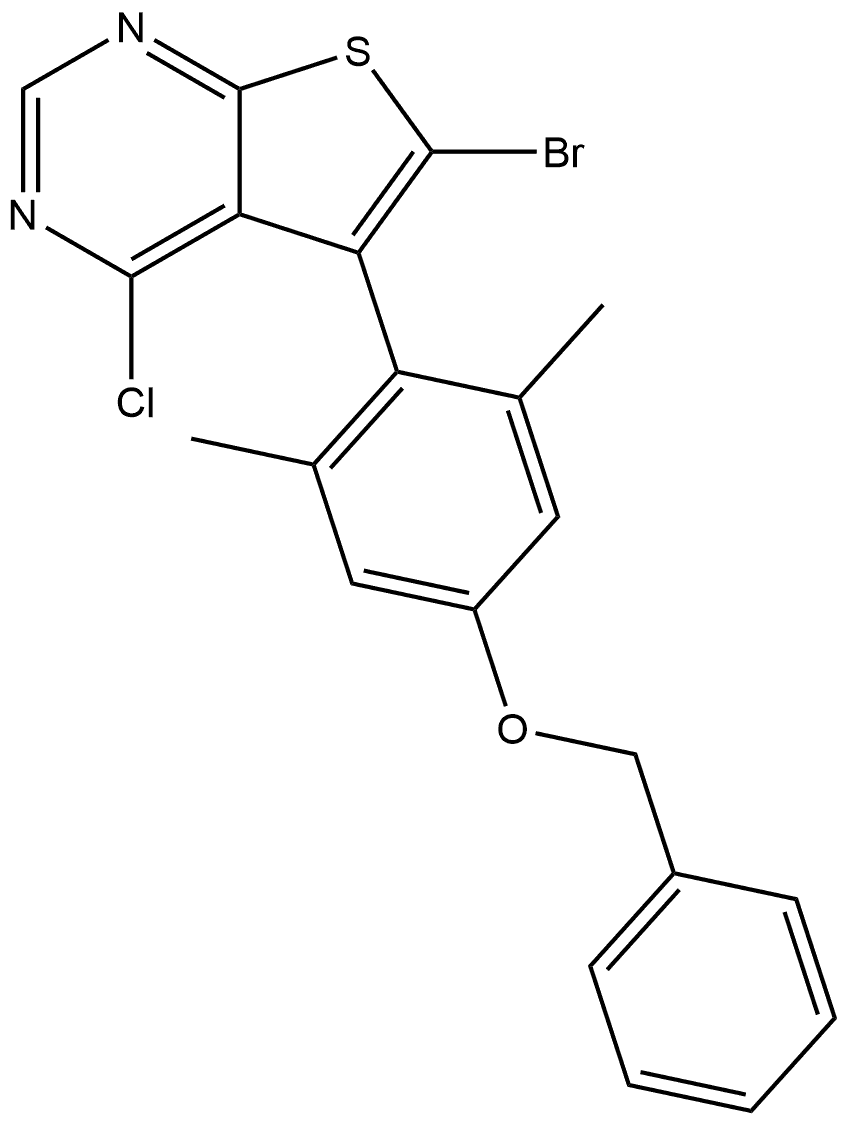5-(4-(苄氧基)-2,6-二甲基苯基)-6-溴-4-氯噻吩并[2,3-D]嘧啶, 2287220-93-1, 结构式