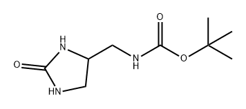 Carbamic acid, N-[(2-oxo-4-imidazolidinyl)methyl]-, 1,1-dimethylethyl ester Struktur