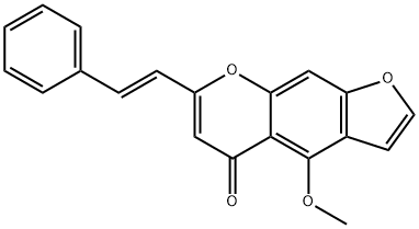 5H-Furo[3,2-g][1]benzopyran-5-one, 4-methoxy-7-(2-phenylethenyl)-, (E)- (9CI) Struktur