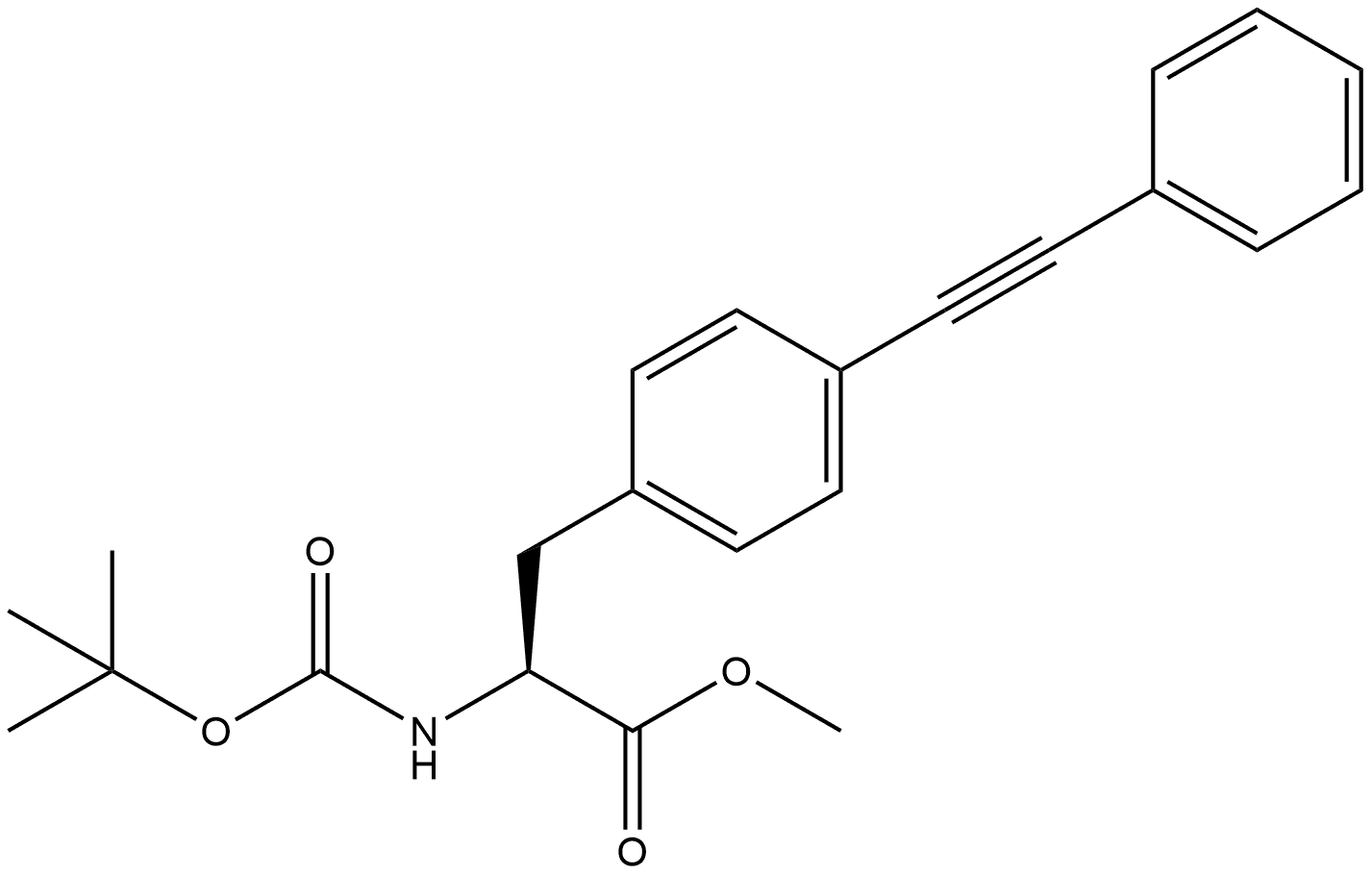 methyl (S)-2-((tert-butoxycarbonyl)amino)-3-(4-(phenylethynyl)phenyl)propanoate 结构式