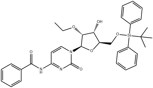 Cytidine, N-?benzoyl-?5'-?O-?[(1,?1-?dimethylethyl)?diphenylsilyl]?-?2'-?O-?ethyl- Structure