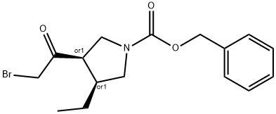 1-Pyrrolidinecarboxylic acid, 3-(2-bromoacetyl)-4-ethyl-, phenylmethyl ester, (3R,4S)-rel- Structure