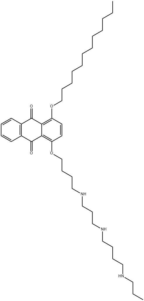 1-(Dodecyloxy)-4-[4-[[3-[[4-(propylamino)butyl]amino]propyl]amino]butoxy]-9,10-anthracenedione,2304527-20-4,结构式