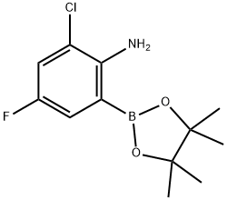 Benzenamine, 2-chloro-4-fluoro-6-(4,4,5,5-tetramethyl-1,3,2-dioxaborolan-2-yl)- 结构式