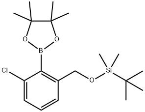 叔丁基((3-氯-2-(4,4,5,5-四甲基-1,3,2-二氧硼杂环戊烷-2-基)苯基)氧基)二甲基硅烷 结构式