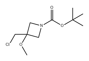 1-Azetidinecarboxylic acid, 3-(chloromethyl)-3-methoxy-, 1,1-dimethylethyl ester Struktur