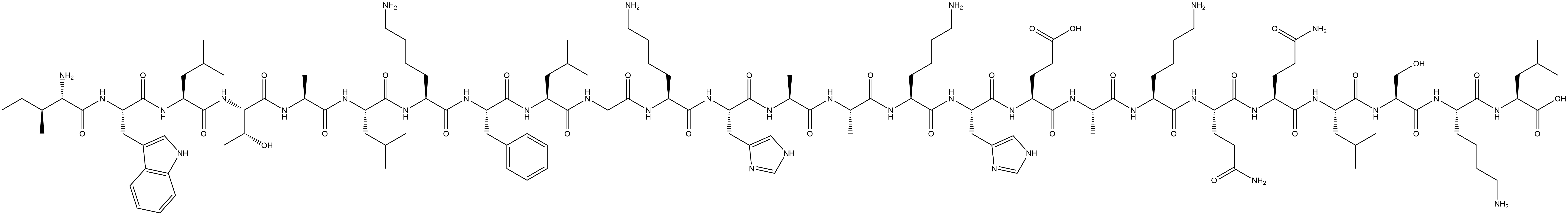 L-Leucine, L-isoleucyl-L-tryptophyl-L-leucyl-L-threonyl-L-alanyl-L-leucyl-L-lysyl-L-phenylalanyl-L-leucylglycyl-L-lysyl-L-histidyl-L-alanyl-L-alanyl-L-lysyl-L-histidyl-L-α-glutamyl-L-alanyl-L-lysyl-L-glutaminyl-L-glutaminyl-L-leucyl-L-seryl-L-lysyl- Structure