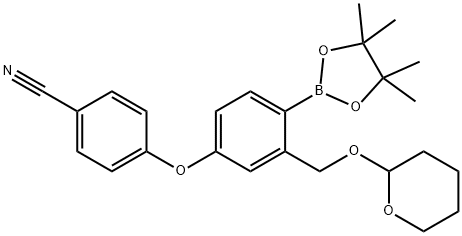 Benzonitrile, 4-[3-[[(tetrahydro-2H-pyran-2-yl)oxy]methyl]-4-(4,4,5,5-tetramethyl-1,3,2-dioxaborolan-2-yl)phenoxy]- Struktur