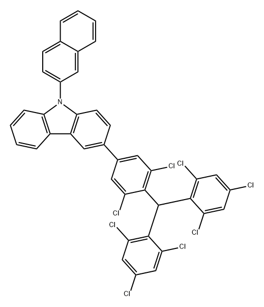 9H-Carbazole, 3-[4-[bis(2,4,6-trichlorophenyl)methyl]-3,5-dichlorophenyl]-9-(2-naphthalenyl)- Structure