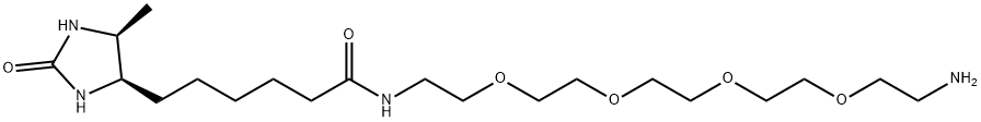 4-Imidazolidinehexanamide, N-(14-amino-3,6,9,12-tetraoxatetradec-1-yl)-5-methyl-2-oxo-, (4R,5S)- Structure