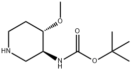 Carbamic acid, N-[(3S,4S)-4-methoxy-3-piperidinyl]-, 1,1-dimethylethyl ester Structure