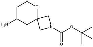 5-Oxa-2-azaspiro[3.5]nonane-2-carboxylic acid, 8-amino-, 1,1-dimethylethyl ester Struktur