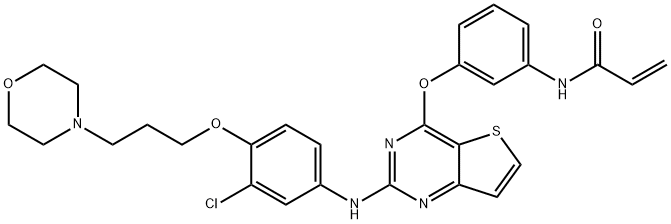 2-Propenamide, N-[3-[[2-[[3-chloro-4-[3-(4-morpholinyl)propoxy]phenyl]amino]thieno[3,2-d]pyrimidin-4-yl]oxy]phenyl]-|化合物 THI-DPPY
