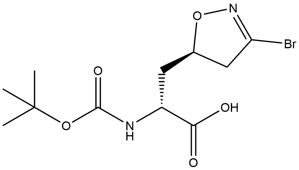 (2R)-3-[(5R)-3-bromo-4,5-dihydro-1,2-oxazol-5-yl]-2-{[(tert-butoxy)carbonyl]amino}propanoic acid,2309296-08-8,结构式