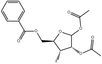 1,2-Di-O-acetyl-5-O-benzoyl-3-deoxy-3-fluoro-D-ribofuranose 结构式