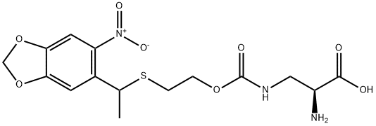 L-Alanine, 3-[[[2-[[1-(6-nitro-1,3-benzodioxol-5-yl)ethyl]thio]ethoxy]carbonyl]amino]- Structure