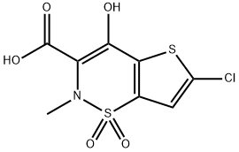 2H-Thieno[2,3-e]-1,2-thiazine-3-carboxylic acid, 6-chloro-4-hydroxy-2-methyl-, 1,1-dioxide Struktur