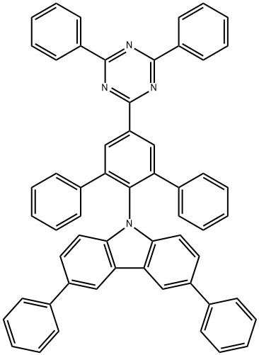 9H-Carbazole, 9-[5'-(4,6-diphenyl-1,3,5-triazin-2-yl)[1,1':3',1''-terphenyl]-2'-yl]-3,6-diphenyl- Struktur