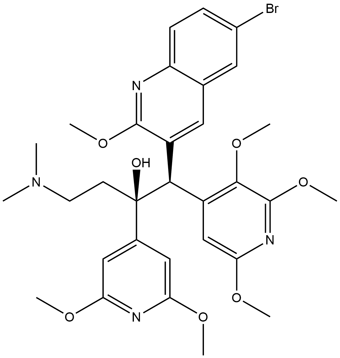 3-Quinolineethanol, 6-bromo-α-(2,6-dimethoxy-4-pyridinyl)-α-[2-(dimethylamino)ethyl]-2-methoxy-β-(2,3,6-trimethoxy-4-pyridinyl)-, (αS,βR)-|
