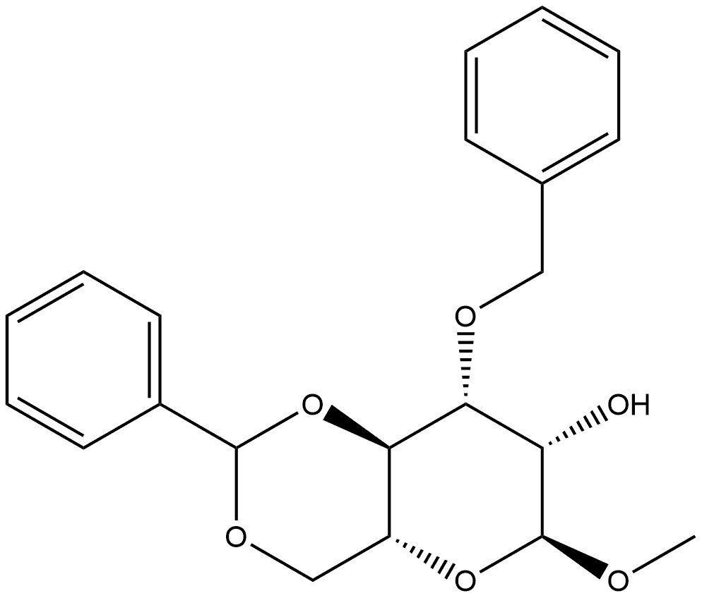 α-D-Mannopyranoside, methyl 3-O-(phenylmethyl)-4,6-O-(phenylmethylene)- Struktur