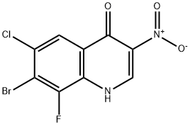 7溴-6-氯-8氟-3-硝基喹啉-4(1H)酮, 2349394-47-2, 结构式