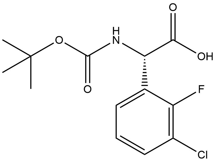 (S)-2-((tert-butoxycarbonyl)amino)-2-(3-chloro-2-fluorophenyl)acetic acid 结构式