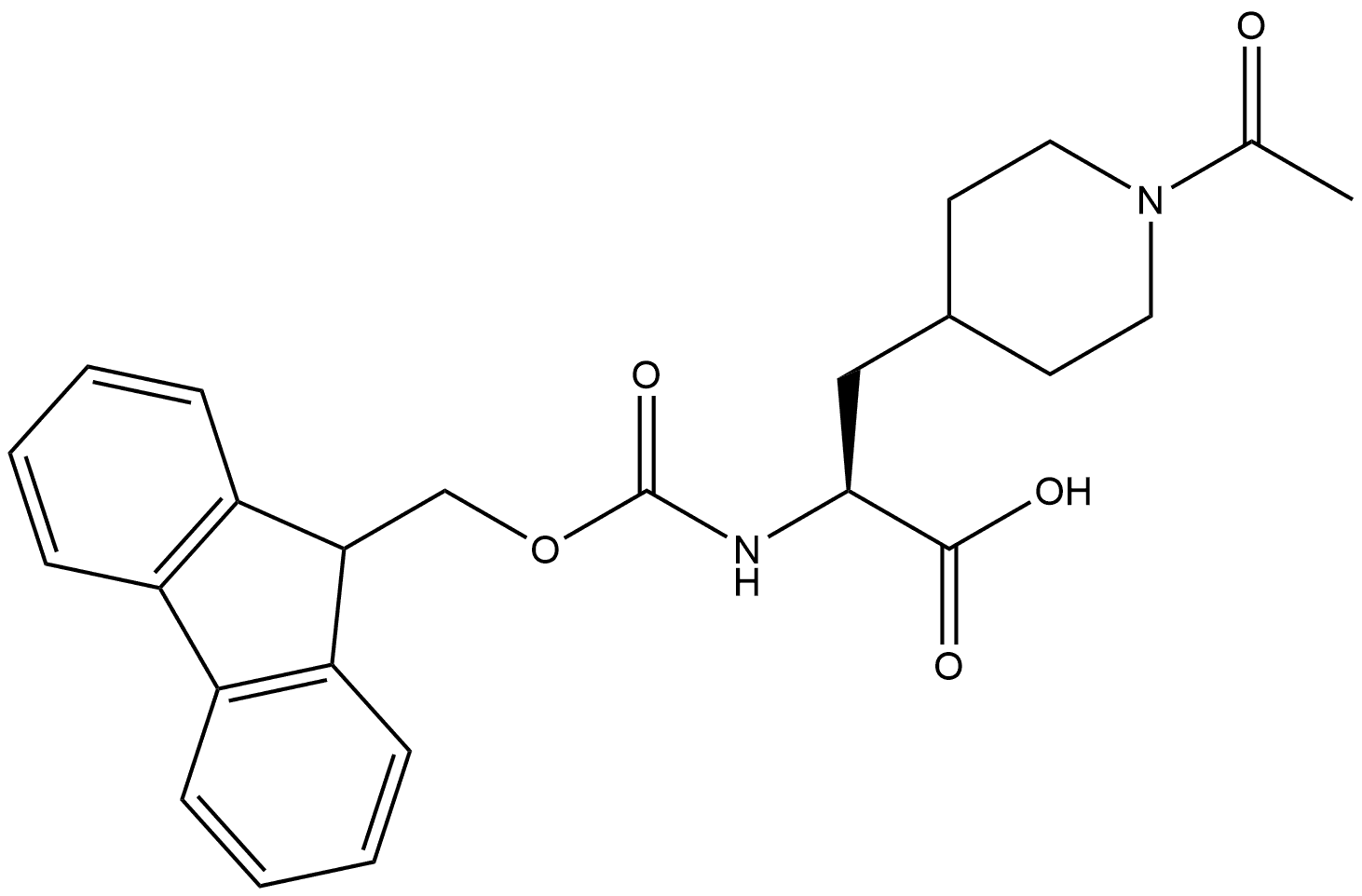 3-(1-acetylpiperidin-4-yl)-2-({[(9H-fluoren-9-yl)methoxy]carbonyl}amino)propanoic acid Structure