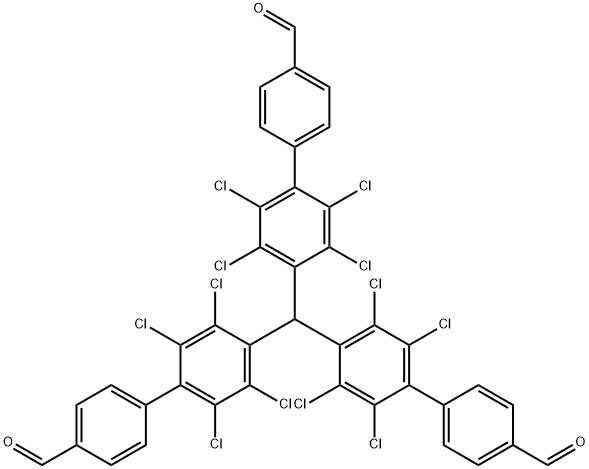 [1,1'-Biphenyl]-4-carboxaldehyde, 4'-[bis(2,3,5,6-tetrachloro-4'-formyl[1,1'-biphenyl]-4-yl)methyl]-2',3',5',6'-tetrachloro-,2351938-70-8,结构式