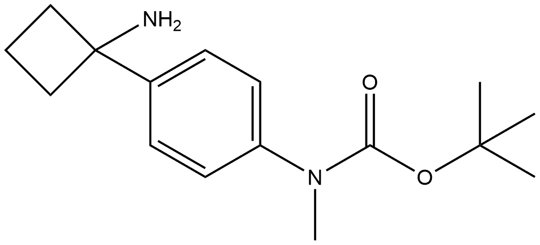 叔丁基 (4-(1-氨基环丁基)苯基)(甲基)氨基甲酸酯 结构式