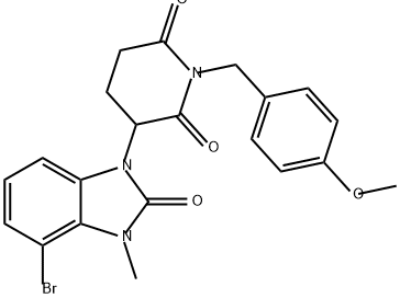 2,6-Piperidinedione, 3-(4-bromo-2,3-dihydro-3-methyl-2-oxo-1H-benzimidazol-1-yl)-1-[(4-methoxyphenyl)methyl]- Structure