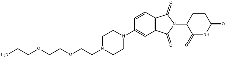 1H-Isoindole-1,3(2H)-dione, 5-[4-[2-[2-(2-aminoethoxy)ethoxy]ethyl]-1-piperazinyl]-2-(2,6-dioxo-3-piperidinyl)- Struktur