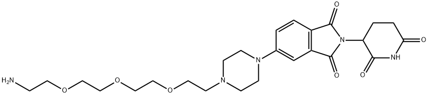1H-Isoindole-1,3(2H)-dione, 5-[4-[2-[2-[2-(2-aminoethoxy)ethoxy]ethoxy]ethyl]-1-piperazinyl]-2-(2,6-dioxo-3-piperidinyl)- 结构式