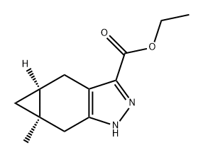 Cycloprop[f]indazole-3-carboxylic acid, 1,4,4a,5,5a,6-hexahydro-5a-methyl-, ethyl ester, (4aS,5aR)- Struktur