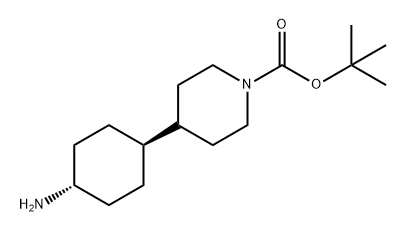 1-Piperidinecarboxylic acid, 4-(trans-4-aminocyclohexyl)-, 1,1-dimethylethyl ester Struktur