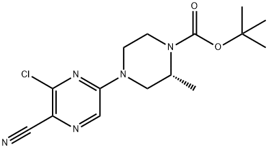 1-Piperazinecarboxylic acid, 4-(6-chloro-5-cyano-2-pyrazinyl)-2-methyl-, 1,1-dimethylethyl ester, (2R)- Structure