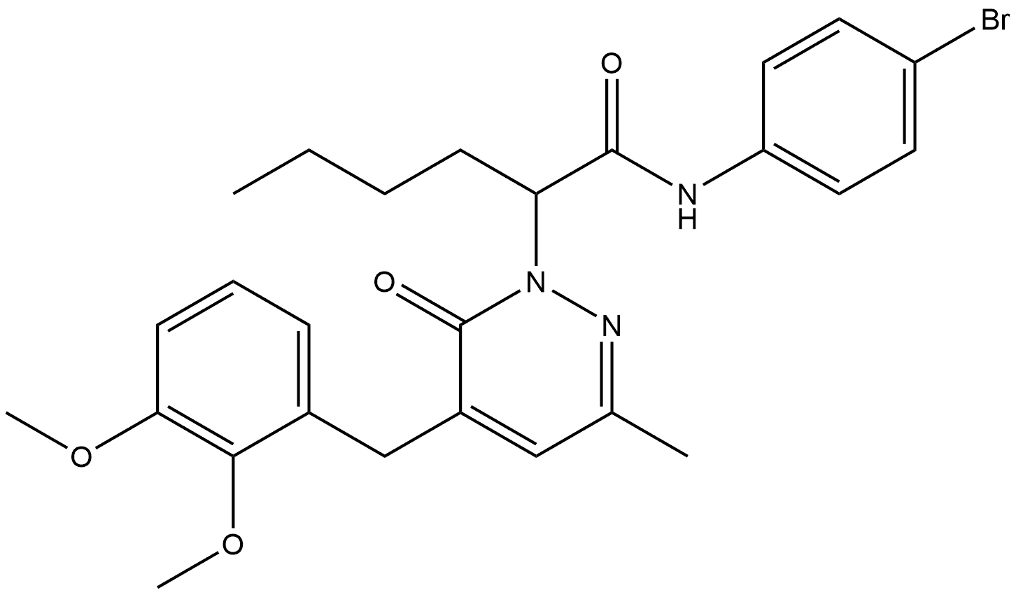 1(6H)-Pyridazineacetamide, N-(4-bromophenyl)-α-butyl-5-[(2,3-dimethoxyphenyl)methyl]-3-methyl-6-oxo- Structure