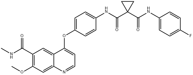 1,1-Cyclopropanedicarboxamide, N-(4-fluorophenyl)-N'-[4-[[7-methoxy-6-[(methylamino)carbonyl]-4-quinolinyl]oxy]phenyl]- Structure
