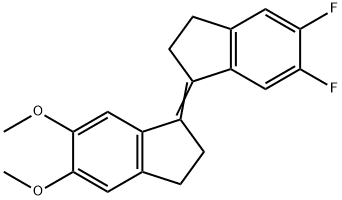 (E)-5,6-difluoro-5',6'-dimethoxy-2,2',3,3'-tetrahydro-1,1'-biindenylidene Struktur