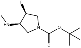 1-Pyrrolidinecarboxylic acid, 3-fluoro-4-(methylamino)-, 1,1-dimethylethyl ester, (3S,4R)- Struktur