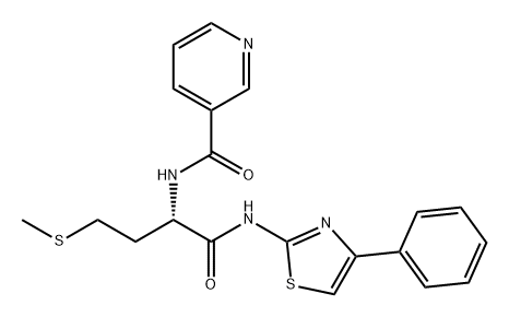 3-Pyridinecarboxamide, N-[(1S)-3-(methylthio)-1-[[(4-phenyl-2-thiazolyl)amino]carbonyl]propyl]- Struktur